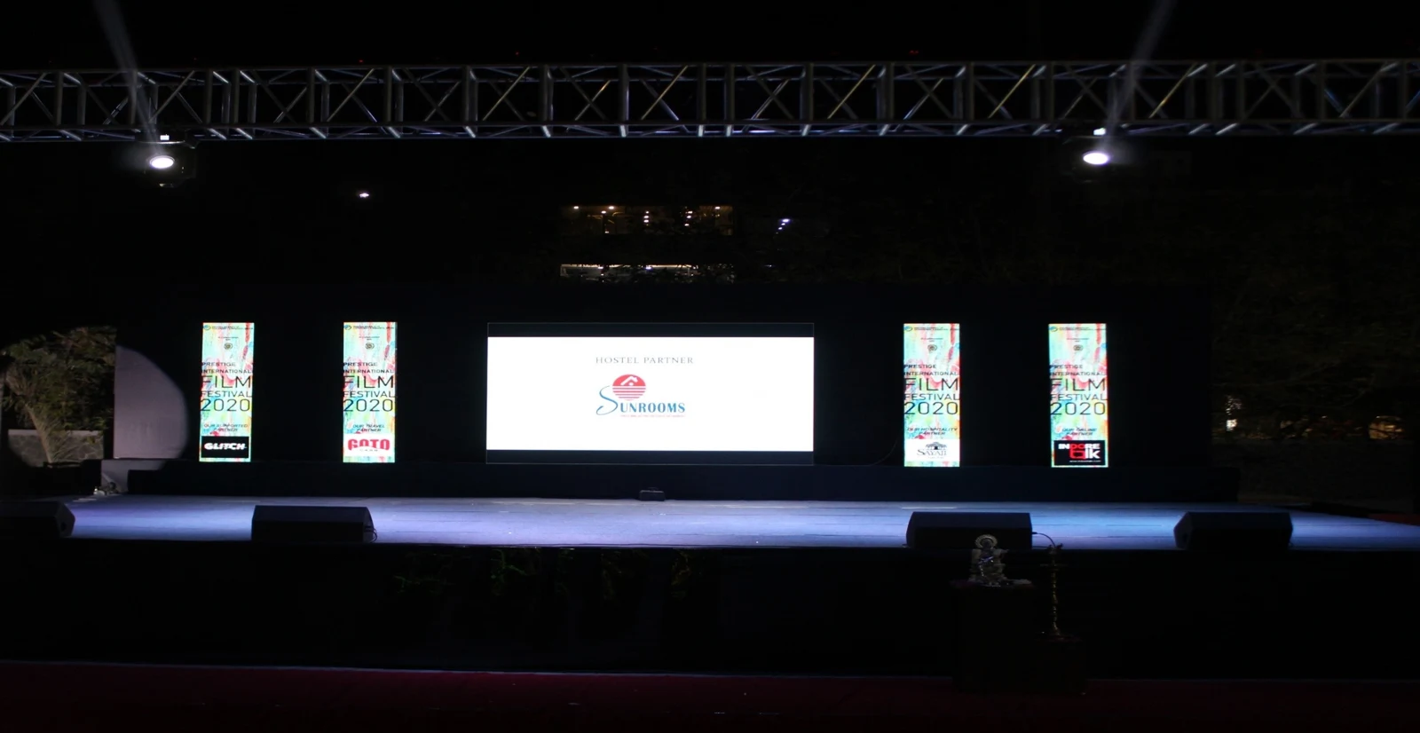 Prestige film festival stage and screening area
